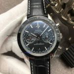 GB Factory Swiss Replica Omega Speedmaster Automatic Watches - Black Dial Black Leather Strap